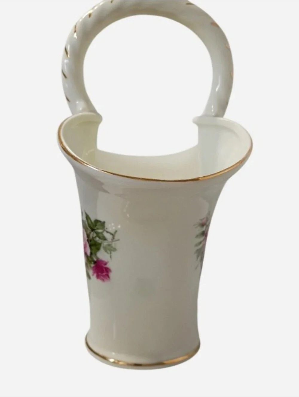 VTG Formalities By Braum Bro's Victorian Rose Collection Porcelain Basket Vase